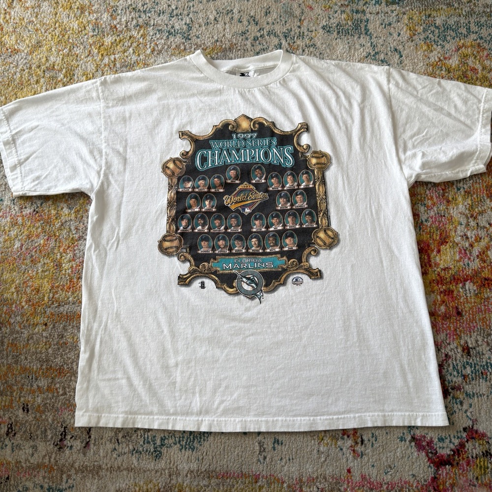 1997 Florida Marlins World Series Champions T-Shirt XL Starter USA Made